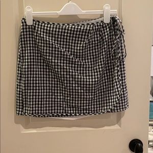 Checkered wrap skirt